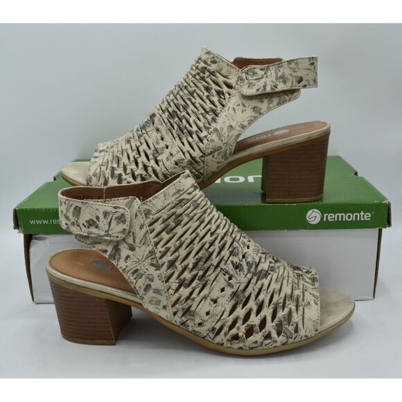 Remonte EU 41 US 9.5 Maryjane 70 Leather Perforated Metallic Heeled Sandals - Picture 4 of 16